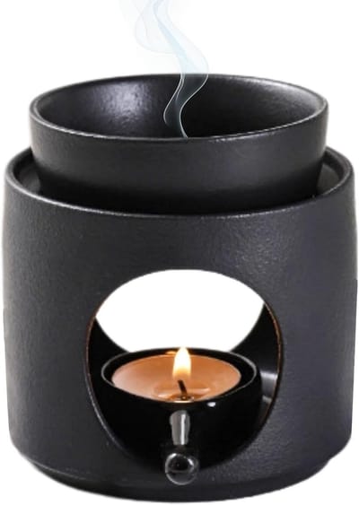 Ceramische Geur Lamp met Theelichthouder, Aromatherapie Diffuser voor Essentiële Olie, Stijlvolle Stoomverdamper voor Thuis en Kantoor, 11 cm hoog en 9 cm breed, Sfeerverlichting en Decoratie