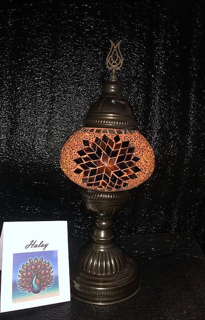 Turkse sfeerlamp - handgemaakt mozaïek tafellamp - bruin geel - E14 LED inbegrepen - unieke decoratie voor elke kamer