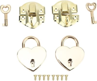 MK Stoer -Houten Doos Hangslotset - Hangslot - Veilig - Vintage - Zink Legering Hasp - Moeiteloze Installatie - Retro - Kunstwerken - Geschikt voor Alle Dozen - Geel