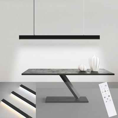NETTLIFE LED Hanglamp - Moderne - Zwart - 3000-6500K Dimbaar - 150CM In Hoogte Verstelbaar Hanglamp - Lineair Ontwerp - Met Afstandsbediening - voor Eetkamer | Woonkamer | Kantoor