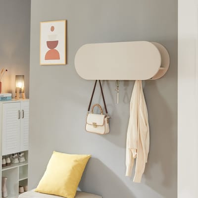 Wandkapstok Vilkön 30x80x16 cm beige en zwart [en.casa]