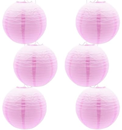Roze Papieren Lantaarns 30 cm - Set van 6 - Hangende Decoratie voor Feesten en Tuinen
