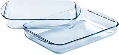 Pyrex - Essentials Ovenschaal Rechthoek met Grepen 2-Delig - Transparant - Borosilicaatglas