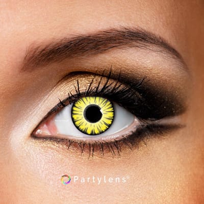 Partylens® gele kleurlenzen - Miracle Yellow - zachte jaarlenzen met lenshouder - Halloween - Cosplay