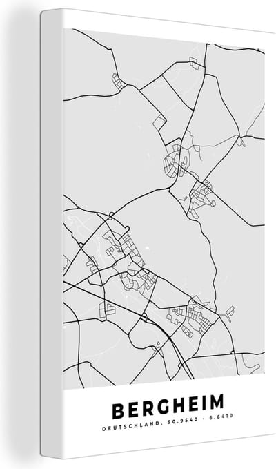 Canvas Schilderij Kaart - Duitsland - Wetzlar - Plattegrond - Stadskaart - 20x30 cm - Wanddecoratie
