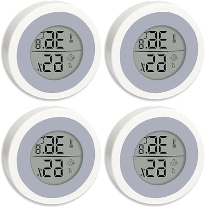 Digitale thermometer - Vochtigheidsmeter - Binnenklimaat monitoren - Expressie indicator - 4 stuks - Wit