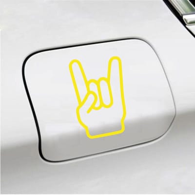 Bumpersticker - Rock N Roll - 13,5 X 8,9 - Geel