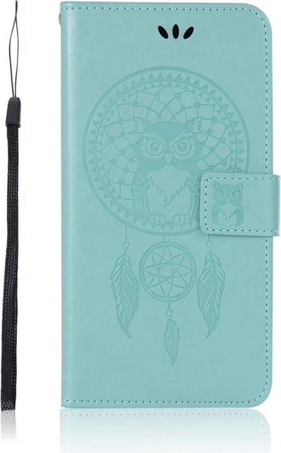 Shop4 - Asus Zenfone Max Pro (M2) Hoesje - Wallet Case Dromenvanger Uil Mint Groen