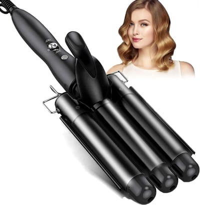 QORA® Wafeltang Haar 25mm - Golvenkrultang - Wave Krultang - Golvenkrultang - Instelbare Temperatuur- Waver -Beach Waves - Krultang - voor Lang en Kort Haar - Zwart - 15cm x 15cm x 15cm