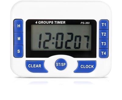 Allecto - Digitale Keuken Timer - Multifunctionele 4 Kanaals Timer - LCD Display - Wit en Blauw - Keuken Timer - Geschikt voor Koken - Kleur A