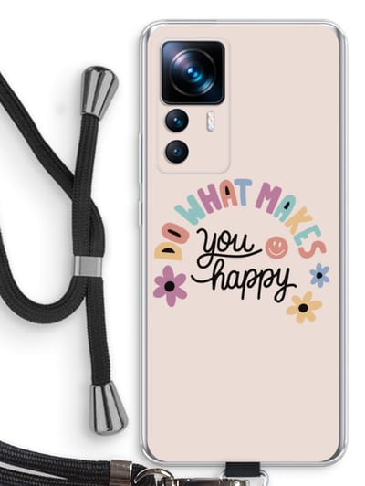 Case Company® - Hoesje met koord geschikt voor Xiaomi 12T hoesje met Koord - Happy days - Telefoonhoesje met Zwart Koord - Bescherming aan alle Kanten en Over de Schermrand