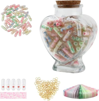 Lettercapsules in fluorescerende kleur - 101 stuks berichtencapsules met wensfles voor liefdesbrieven - ideaal cadeau voor familie, vrienden en vriendinnen.