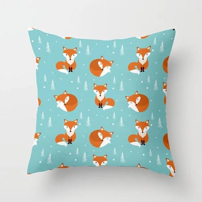 Cartoon Vos Dier Auto Kussensloop Woonkamer Polyester Kussenhoes Bank Decoratie 45x45cm
