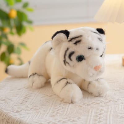 23cm 1Stuks Schattig Knuffeldier Baby Tijger Witte Siberische Tijger Pluche Speelgoed Zacht Kamer Decor Cadeau Voor Meisje Jongen Knuffels Poppetje wit