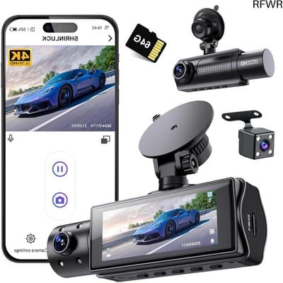 3 Kanaals Dashcam - Auto Camera - Veilig Rijden - 4K WiFi Opname - 64GB Inclusief - Zilver