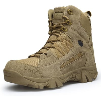 Militaire Enkelboots Heren Outdoor Echt Leer Tactische Gevechtslaarzen Leger Jacht Werklaarzen Voor Mannen Schoenen Casual Bot 41 bruin