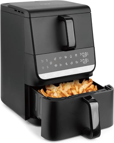 Dubbele Kamer Airfryer - Heteluchtfriteuse XL - Gezond Koken - Sync Finish Functie - 10 Liter Totaal - Zwart