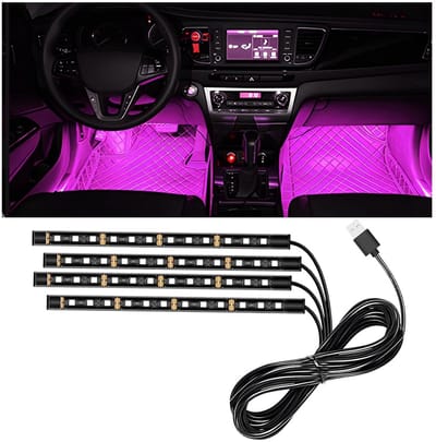 Dailygoody - Universele led-autosfeerlamp - LEDstrip voor auto - Sfeerverlichting voor binnen - Roze - USB-poort - Geschikt voor elke auto - LED-sfeer...
