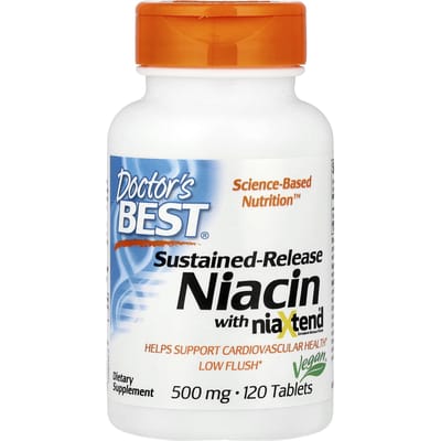 Doctor's Best, niacine à libération prolongée avec niaXtend, 500 mg, 120 comprimés