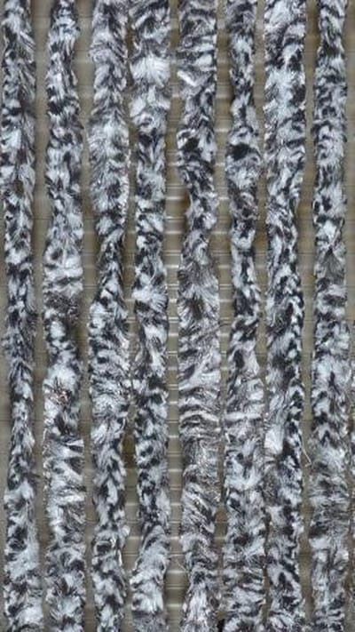 Vliegengordijnenexpert - Kattenstaart - 100x230 cm - Zwart-Wit Gevlamd