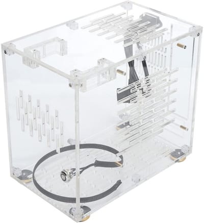 Computerbehuizing Mini ITX - Transparant Acryl - 360 Graden Open Kabelkoeling - Eenvoudige Installatie - Panoramisch Paneel - Hoge Prestaties - Pc Kast
