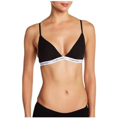 Calvin Klein Letter Zachte V-hals BH met vaste dubbele bandjes Damesondergoed Zwart QP1342O-001 M brown