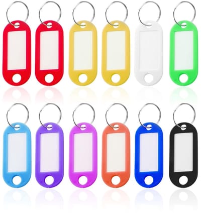 Dailygoods- Sleutelkaarten 12 Stuks - Gekleurde Plastic - Identificatiekaarten - Lege Labelkaarten - Duurzaam Materiaal - 5x2,2 Cm