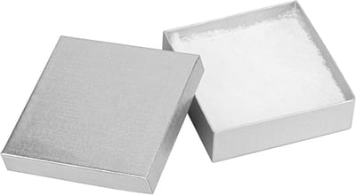 10x Kartonnen Cadeauboxen voor Sieraden 9x9x2.5cm - Zilver Linnen Geschenkverpakking met Katoenvulling