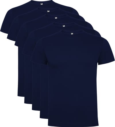 5 Pack Roly Dogo Premium Heren T-Shirt 100% katoen Ronde hals Donker Blauw Maat S