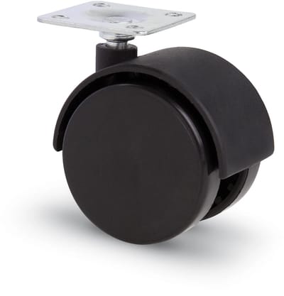 Meubelwiel met kap 40mm Nylon dubbel hard met plaat 38x38mm