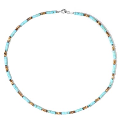 Cavill - Zilveren Halsketting - 925 Sterling Zilver - 71,8 ct Landschapsjaspis, Blauwe Magnesiet & Zilver Hematiet - Elegant Natuur Sieraad