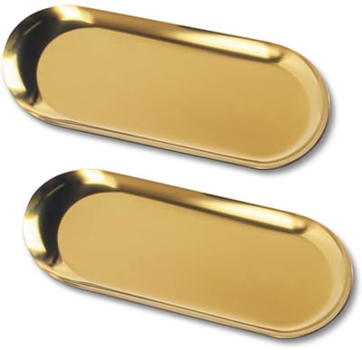 EXCITAT Tray - Opberglade - Roestvrij staal - Geschikt voor cosmetica, desserts, fruit, kaarsen - Goud - 23*9cm
