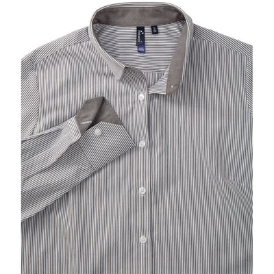 Premier Vrouwen/dames Katoen Rijke Oxford Stripe Blouse (Wit/Grijs)