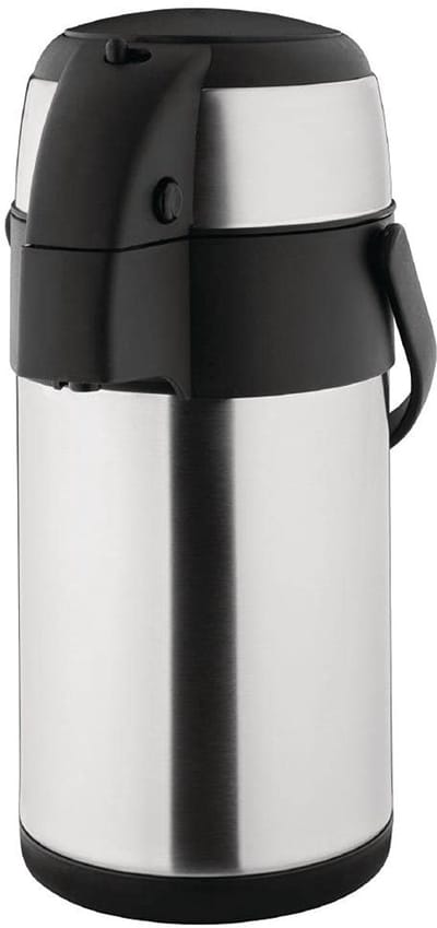 Pomp Actie Airpot - Thermoskan Drankdispenser - Dranken Warm Houden - Onbreekbaar RVS - 2.5 Liter - Zilver