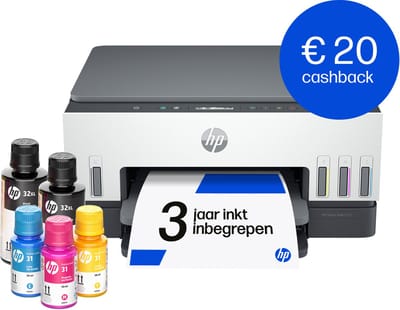 HP Smart Tank 6005 – All-in-One Kleurenprinter – Inkjet Tankprinter – Wifi & AirPrint – Tot 3 Jaar Printen – Printen, Scannen, Kopiëren – Dubbelzijdig – Zonder Cartridges