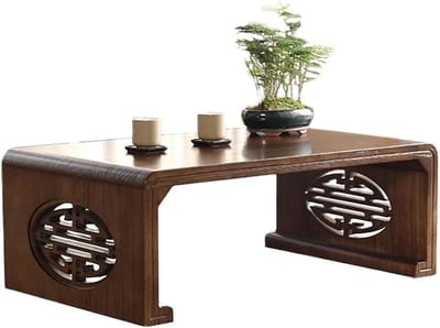 Vloertafel Opvouwbaar - Lage bijzettafel - Ontbijt op bed - Massief houten constructie - 50x40x30cm - Notenbruin