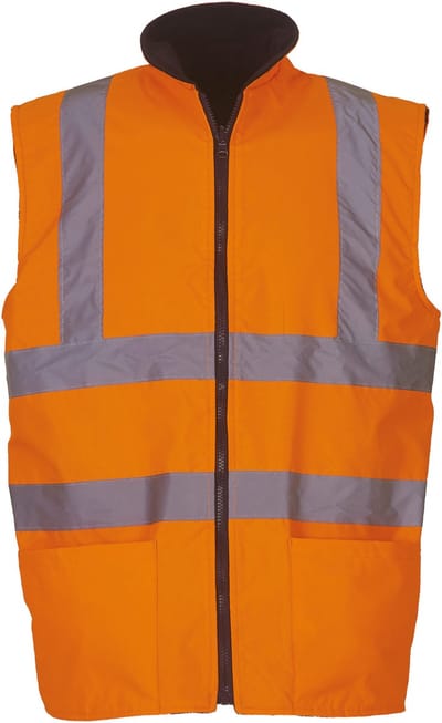 Fluo Fleece Reversible Bodywarmer - Fluo Orange - S - Yoko