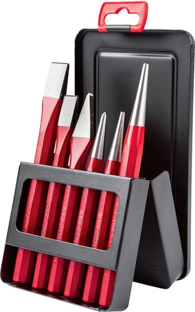 Parkside Slaggereedschapsset - Slaggereedschap Set - Set: 6 delig - Van chroom-vanadiumstaal - In een stevige metalen doos voor veilige opslag