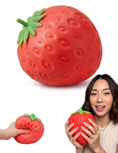 Ryoudavell - Jumbo Aardbei Squishy Speelgoed - Grote Slow-Rising Anti-Stress Bal - Premium Knijpspeelgoed voor Volwassenen & Kinderen - Rustgevend Sensorisch Fidget Toys - Leuke Bureau Decoratie - Stressverlichting Verjaardag Cadeau voor Meisjes