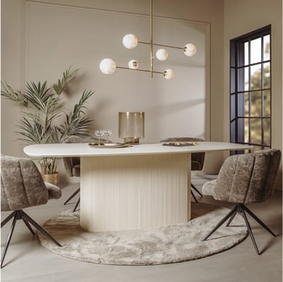 Tower Living Eettafel Corbetta Deens ovaal 200x110 cm - Japandi - Beige