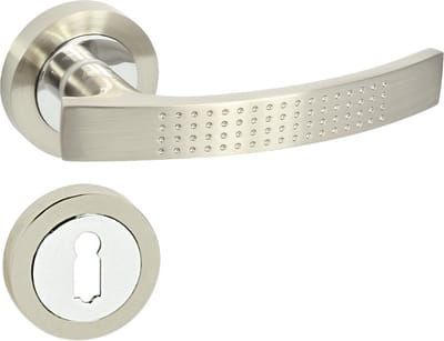 Domino® Deurkrukgarnituur ALMA-R ECO M9 - Nikkel gelakt - BB- gladde sleutel met Ronde Rozette - Deurbeslag van aluminium - Deurklink voor kamerdeur, kantoordeur, kelderdeur en binnendeur