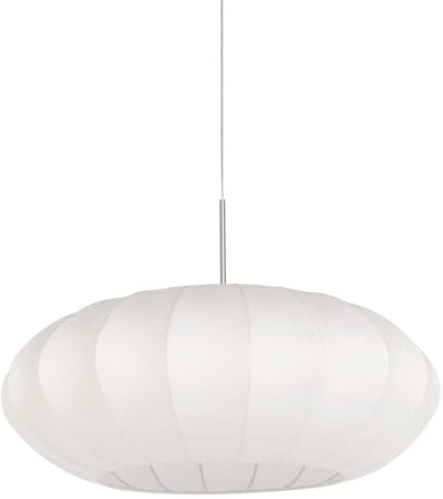Hanglamp Steinhauer Luma-Nola 3808ST met staal en textiel, hoogte instelbaar, wit zijden kap van 60cm, trendy design voor binnengebruik