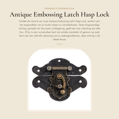 Dailygoods- Slot Antiek Ontwerp - Haspel Beugel - Verstevigd Zinklegering - Meerdere Maten - Eenvoudige Installatie - Voor Houten Kisten - Hasp