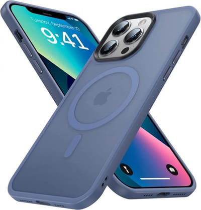 Hoesje Geschikt voor Apple iPhone 13 Pro - Compatibel met MagSafe - Matte Beschermhoes - Back Cover met Magneet - Geschikt voor Draadloos Opladen met Magnetische Ring - Blue
