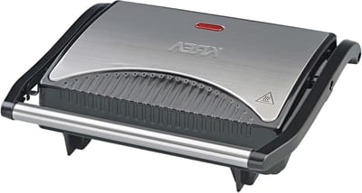 Elektrische Contactgrill - Tafelgrill - Snelle maaltijden - Roestvrijstalen behuizing - 22x14 cm - Zwart