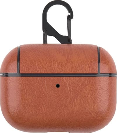 AirPods hoesjes van By Qubix - AirPods Pro / AirPods Pro 2 lederen hoesje Pro Leather series - Met bevestigingsclip - bruin Airpods Pro Case Hoesje