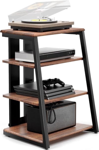 Platen meubel - Platenkast voor lp - Audio meubel - Platenmeubel - LP opslag - Platenspeler kast - Platenspeler meubel - Vynyl kast - 61x52x78cm - Walnootbruin