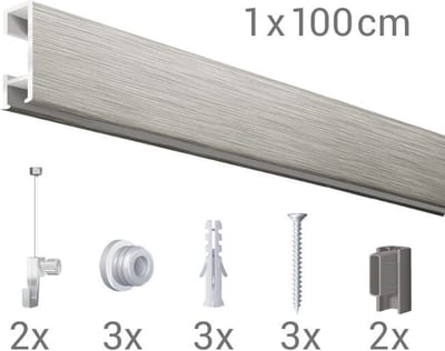 Click Rail / Ophangrail - Geborsteld Zilver - Complete Set 100 cm