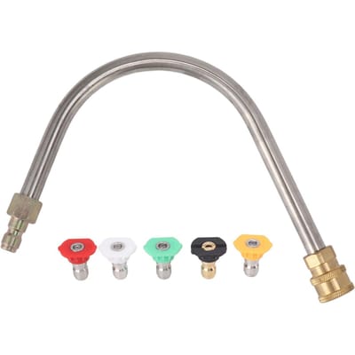 Rallonge de nettoyeur haute pression en acier inoxydable et laiton, 4 000 psi, raccord rapide de 6,35 mm (1/4 po). gray