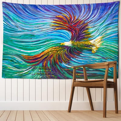 Tapisserie Murale Peinture à l'Huile Hibou Psychédélique Sorcellerie Hippie Tapitz Animal Maison Dortoir Salon Art Décor 95x70cm brown